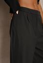 Ciemnoszare Garniturowe Spodnie o Szerokich Nogawkach Lekko Prążkowane High Waist Belbanne