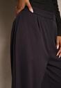 Fioletowe Garniturowe Spodnie o Szerokich Nogawkach Lekko Prążkowane High Waist Belbanne
