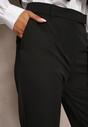 Czarne Garniturowe Spodnie Dzwony z Wiskozą High Waist Gelobina