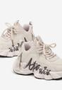 Beżowo-Czarne Buty Sportowe Sneakersy na Platformie z Napisem Alorithia