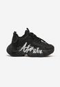 Czarne Buty Sportowe Sneakersy na Platformie z Napisem Alorithia