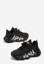 Czarne Buty Sportowe Sneakersy na Platformie z Tłoczeniem z Napisem Valerisia