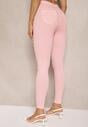 Różowe Skinny Jeansy z Bawełną High Waist Lorie