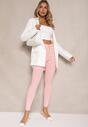 Różowe Skinny Jeansy z Bawełną High Waist Lorie