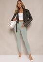 Zielone Skinny Jeansy z Bawełną High Waist Lorie
