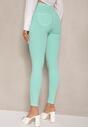 Miętowe Skinny Jeansy z Bawełną High Waist Lorie