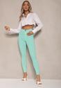 Miętowe Skinny Jeansy z Bawełną High Waist Lorie