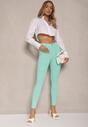 Miętowe Skinny Jeansy z Bawełną High Waist Lorie
