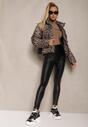 Czarne Legginsy z Ekoskóry High Waist z Imitacjami Kieszeni Salabria