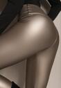 Srebrne Legginsy z Imitacji Skóry High Waist z Polarem Selabra