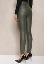 Ciemnozielone Legginsy z Imitacji Skóry High Waist Noriel
