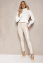 Ciemnobeżowe Legginsy z Imitacji Skóry High Waist Noriel