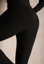 Czarne Legginsy Bawełniane High Waist Ozdobione Guzikami Liorvia