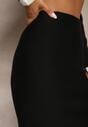 Czarna Spódnica z Wiskozą o Ołówkowym Kroju High Waist Ozdobiona z Tyłu Rozcięciem Melorvia