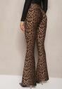 Brązowe Wiskozowe Spodnie Wiskozowe Dzwony High Waist z Gumką w Pasie Delrie