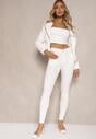 Białe Skinny Jeansy z Bawełną High Waist Lorie