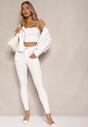 Białe Skinny Jeansy z Bawełną High Waist Lorie