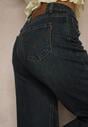 Granatowe Jeansy o Szerokim Kroju z Bawełną High Waist  Vitira