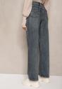 Niebiesko-Szare Szerokie Jeansy z Bawełną High Waist Torrinia