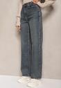 Niebiesko-Szare Szerokie Jeansy z Bawełną High Waist Torrinia