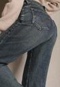 Niebiesko-Szare Szerokie Jeansy z Bawełną High Waist Torrinia