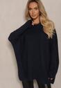 Granatowy Casualowy Sweter Oversize Allethia