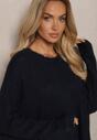 Granatowy Casualowy Sweter Oversize Allethia