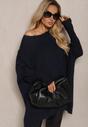 Granatowy Casualowy Sweter Oversize Allethia