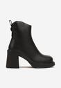 Czarne Skórzane Botki na Platformie i Słupku z Ociepleniem Atintessa