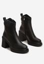Czarne Skórzane Botki na Platformie i Słupku z Ociepleniem Atintessa