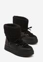 Czarne Śniegowce Futerkowe na Platformie ze Sznurowaną Cholewką Izalithia