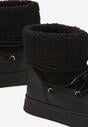 Czarne Śniegowce Futerkowe na Platformie ze Sznurowaną Cholewką Izalithia