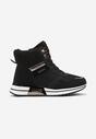 Czarne Sneakersy Zdobione Metaliczną Aplikacją Brokatem i Futrem Saliriel