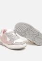Srebrne Buty Sportowe Sneakersy z Wkładką ze Skóry Naturalnej Ozdobione Naszywką Rinnelisa