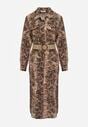 Brązowa Sukienka z Wiskozy o Koszulowym Kroju z Paskiem Zdobiona Wężowym Printem Norinna