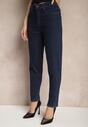 Granatowe Casualowe Jeansy Mom Fit High Waist Zorirra