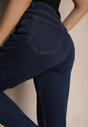 Granatowe Casualowe Jeansy Mom Fit High Waist Zorirra