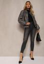 Czarne Skinny Jeansy z Bawełną i Przetarciami Rinalitha