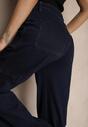 Granatowe Jeansy z Bawełną o Szerokim Kroju High Waist z Kieszeniami Cargo Phirinna