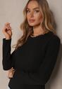 Czarna Klasyczna Bluzka Longsleeve z Wiskozy Lealindra