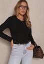 Czarna Klasyczna Bluzka Longsleeve z Wiskozy Lealindra