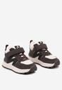 Beżowo-Brązowe Płaskie Buty Sportowe Sneakersy Ozdobione Geometrycznym Wzorem i Futerkiem Fezilia
