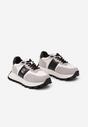 Szaro-Czarne Sneakersy na Platformie ze Skóry Naturalnej Ozdobione Metaliczną Aplikacją Realith