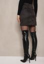 Czarna Trapezowa Spódnica z Wiskozą High Waist z Kieszeniami Seandria