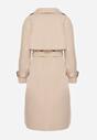 Beżowy Dwurzędowy Płaszcz Trencz z Paskiem Ninnolia