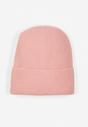 Różowa Czapka z Metaliczną Nicią i Wywinięciem Temivra
