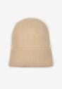 Beżowa Czapka z Metaliczną Nicią i Wywinięciem Temivra