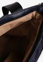 Granatowa Torebka Shopper z Ekozamszu Zdobiona Eleganckim Łańcuszkiem Leathraen