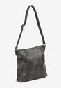 Szara Torebka Typu Listonoszka z Ozdobną Metalową Aplikacją i Regulowanym Paskiem Tobira
