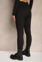 Czarne Legginsy Prążkowane High Waist Ocieplane Polarem Nelindor